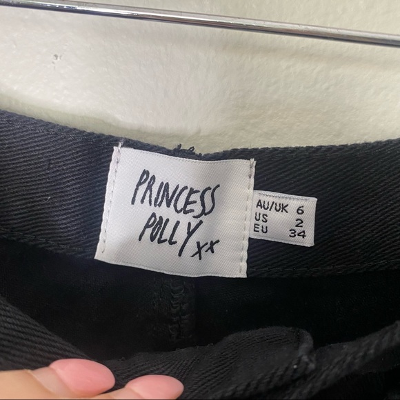 NWT Princess Polly Eddie Black High Waisted Distressed Shorts Size 2 - Picture 7 of 10